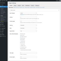 Page screenshot: Video Gallery → Settings