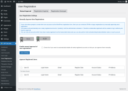 Page screenshot: WP Security &rarr; User Registration