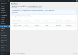Page screenshot: WP Security &rarr; Locked IP Addresses