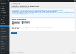 Page screenshot: WP Security &rarr; User Registration &rarr; Registration Honeypot