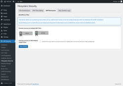 Page screenshot: WP Security &rarr; Filesystem Security &rarr; WP File Access