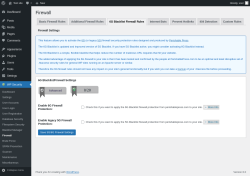 Page screenshot: WP Security &rarr; Firewall &rarr; 6G Blacklist Firewall Rules