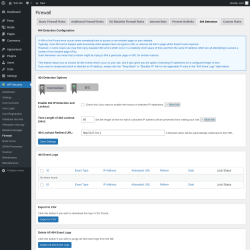 Page screenshot: WP Security &rarr; Firewall &rarr; 404 Detection