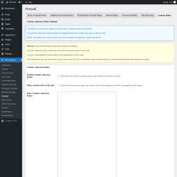 Page screenshot: WP Security &rarr; Firewall &rarr; Custom Rules