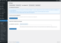 Page screenshot: WP Security &rarr; Settings &rarr; wp-config.php File