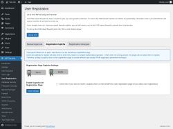 Page screenshot: WP Security &rarr; User Registration &rarr; Registration Captcha