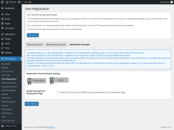 Page screenshot: WP Security &rarr; User Registration &rarr; Registration Honeypot