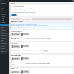 Page screenshot: WP Security &rarr; Firewall &rarr; Additional Firewall Rules