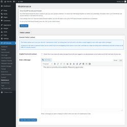 Page screenshot: WP Security &rarr; Maintenance