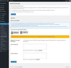 Page screenshot: WP Security &rarr; Blacklist Manager