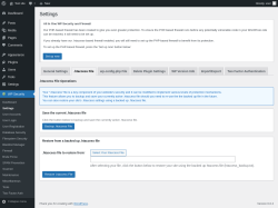 Page screenshot: WP Security &rarr; Settings &rarr; .htaccess File