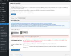 Page screenshot: WP Security &rarr; Database Security