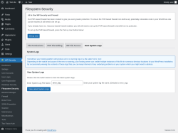 Page screenshot: WP Security &rarr; Filesystem Security &rarr; Host System Logs