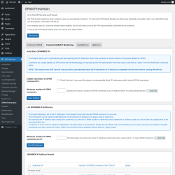 Page screenshot: WP Security &rarr; SPAM Prevention &rarr; Comment SPAM IP Monitoring