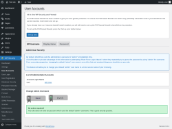 Page screenshot: WP Security &rarr; User Accounts