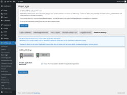 Page screenshot: WP Security &rarr; User Login &rarr; Additional Settings