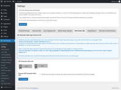 Page screenshot: WP Security &rarr; Settings &rarr; WP Version Info