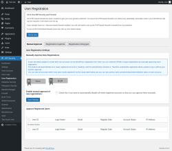 Page screenshot: WP Security &rarr; User Registration