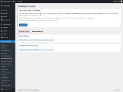 Page screenshot: WP Security &rarr; Database Security &rarr; Database backup