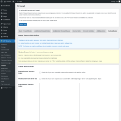 Page screenshot: WP Security &rarr; Firewall &rarr; Custom Rules