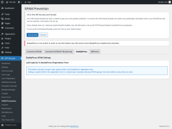 Page screenshot: WP Security &rarr; SPAM Prevention &rarr; BuddyPress