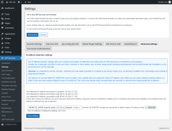 Page screenshot: WP Security &rarr; Settings &rarr; Advanced settings