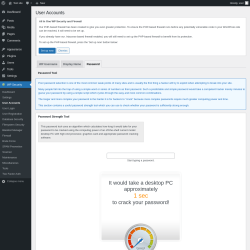 Page screenshot: WP Security &rarr; User Accounts &rarr; Password