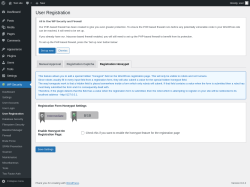 Page screenshot: WP Security &rarr; User Registration &rarr; Registration Honeypot