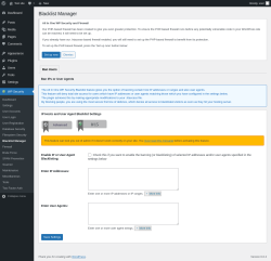 Page screenshot: WP Security &rarr; Blacklist Manager