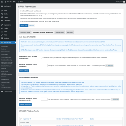 Page screenshot: WP Security &rarr; SPAM Prevention &rarr; Comment SPAM IP Monitoring