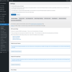 Page screenshot: WP Security &rarr; Settings
