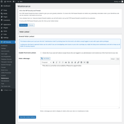 Page screenshot: WP Security &rarr; Maintenance