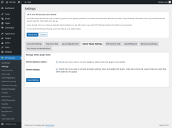 Page screenshot: WP Security &rarr; Settings &rarr; Delete Plugin Settings