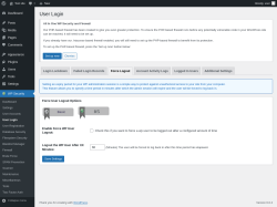 Page screenshot: WP Security &rarr; User Login &rarr; Force Logout