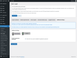 Page screenshot: WP Security &rarr; User Login &rarr; Additional Settings