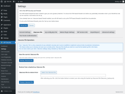 Page screenshot: WP Security &rarr; Settings &rarr; .htaccess File