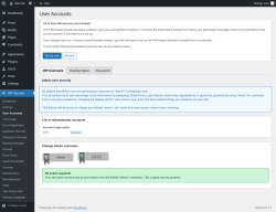 Page screenshot: WP Security &rarr; User Accounts