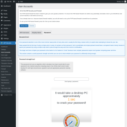 Page screenshot: WP Security &rarr; User Accounts &rarr; Password
