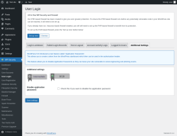 Page screenshot: WP Security &rarr; User Login &rarr; Additional Settings