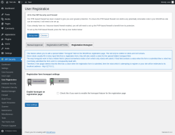 Page screenshot: WP Security &rarr; User Registration &rarr; Registration Honeypot