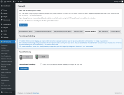 Page screenshot: WP Security &rarr; Firewall &rarr; Prevent Hotlinks