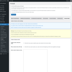 Page screenshot: WP Security &rarr; Firewall &rarr; Custom Rules
