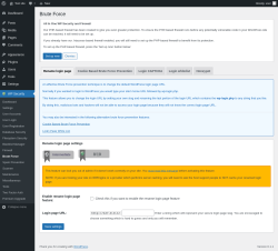 Page screenshot: WP Security &rarr; Brute Force