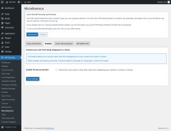 Page screenshot: WP Security &rarr; Miscellaneous &rarr; Frames
