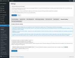 Page screenshot: WP Security &rarr; Settings &rarr; Advanced settings