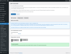 Page screenshot: WP Security &rarr; User Accounts