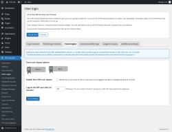 Page screenshot: WP Security &rarr; User Login &rarr; Force logout