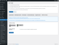 Page screenshot: WP Security &rarr; User Login &rarr; Additional settings