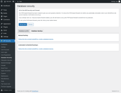 Page screenshot: WP Security &rarr; Database Security &rarr; Database backup