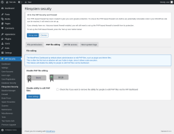 Page screenshot: WP Security &rarr; Filesystem Security &rarr; PHP file editing